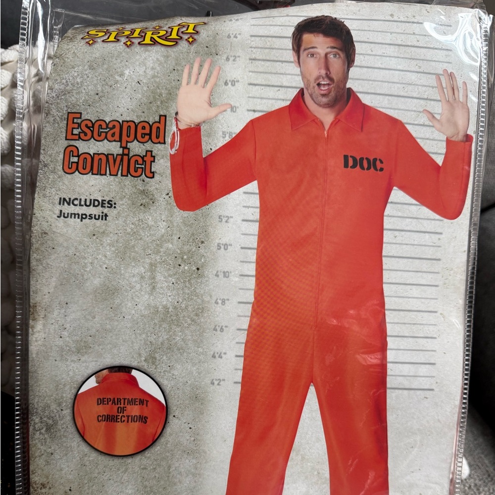 Orange Escaped Convict Costume Jumpsuit